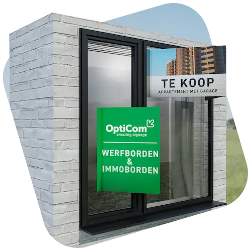 V-borden met dubbelzijdige tape Product Werfborden & Immoborden Van Opticom